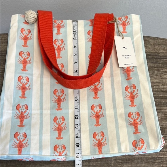 Striped Lobster 🦞 Canvas Tote Bag with Bag Charm ♻️ - Picture 8 of 9